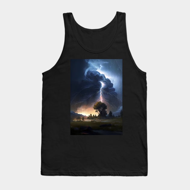 Thunder and Lightning Landscape Tee Tank Top by GaudaPrime31